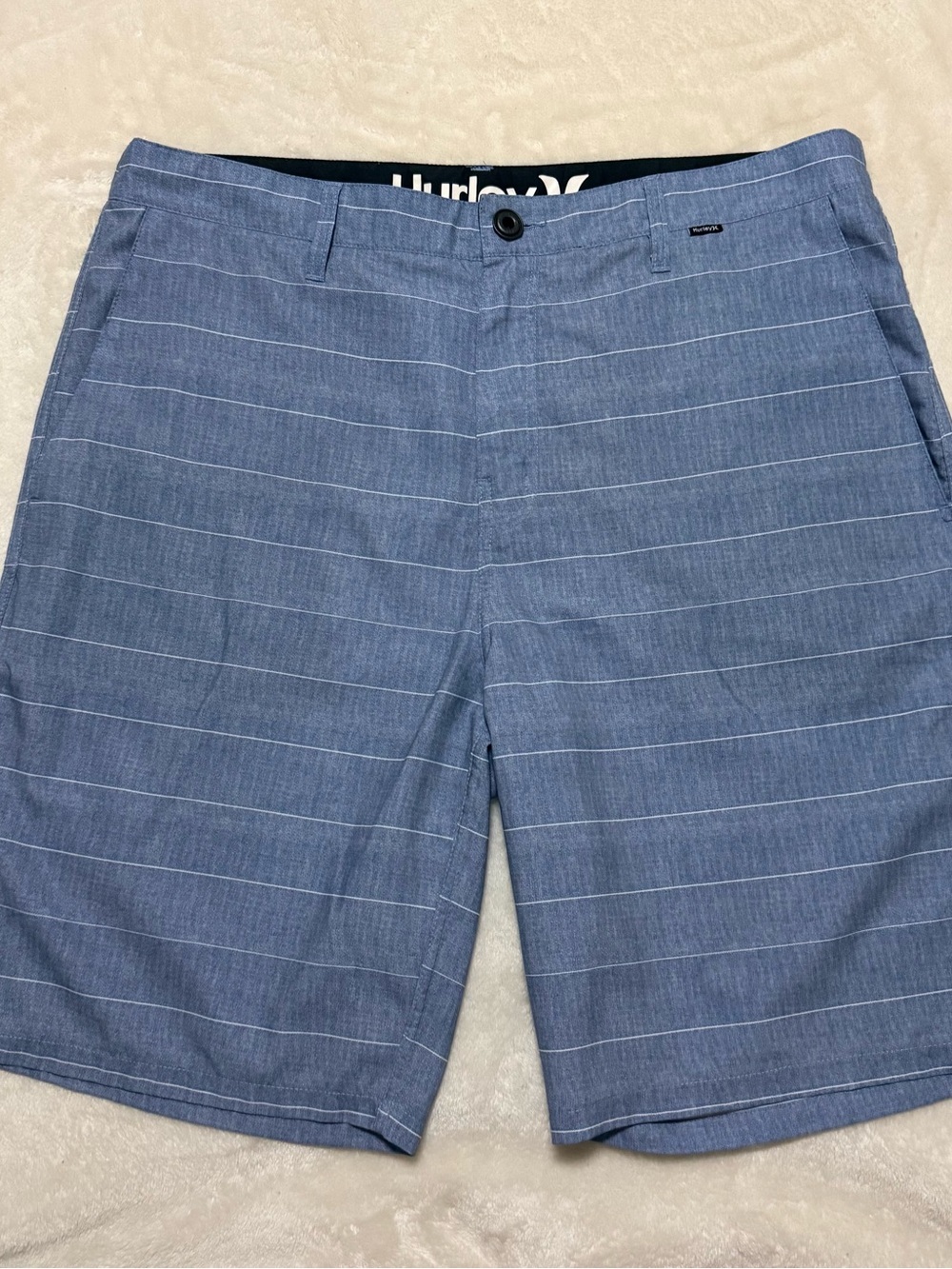 Hurley Men's Light Blue Pinstripe Flat Front Shorts